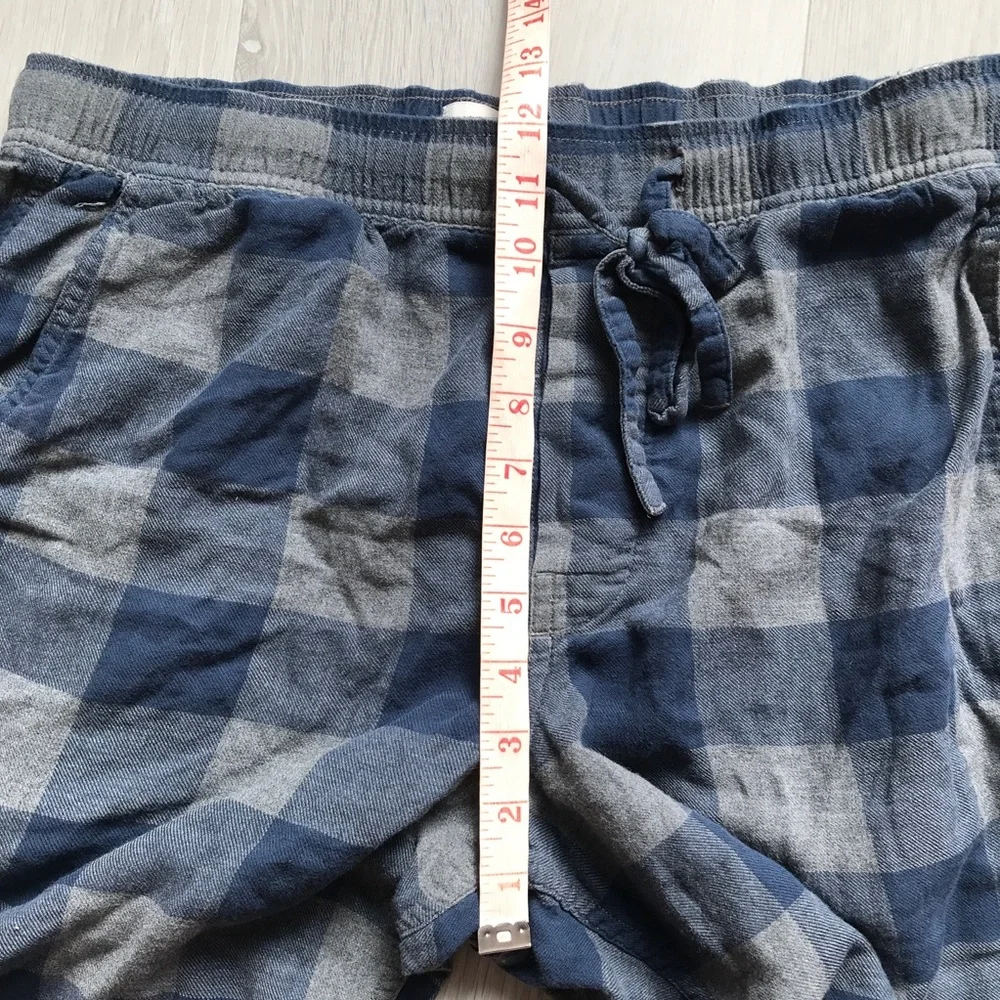 J CREW PJ PANTS BLUE CHECK COTTON LOUNGE DRAWSTRING MENS MEDIUM